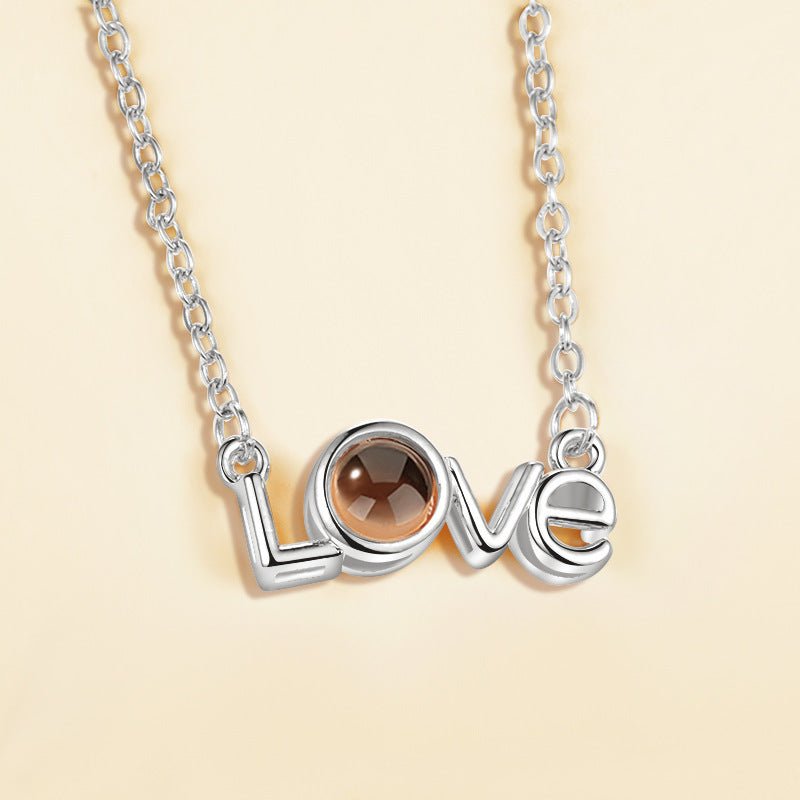 I love you 100 languages love memory projection necklace - StyleSanity