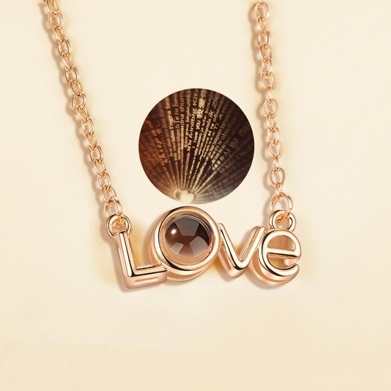 I love you 100 languages love memory projection necklace - StyleSanity