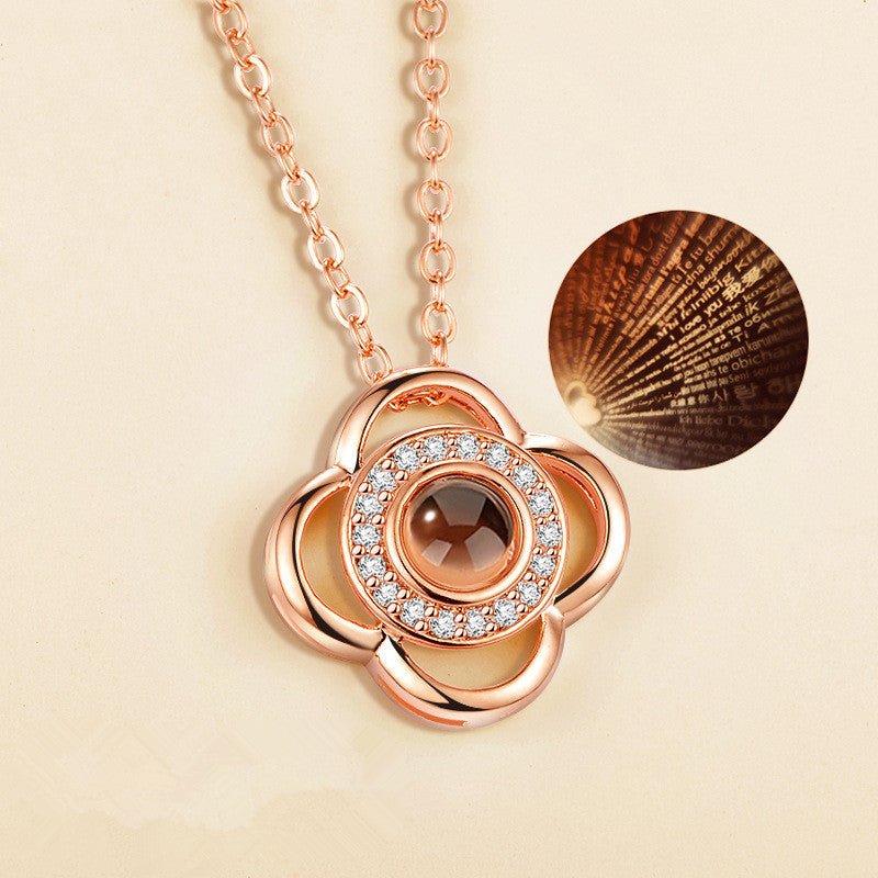 I love you 100 languages love memory projection necklace - StyleSanity