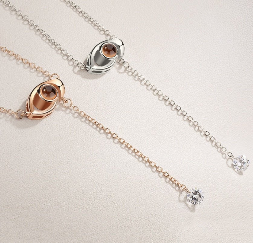 I love you 100 languages love memory projection necklace - StyleSanity
