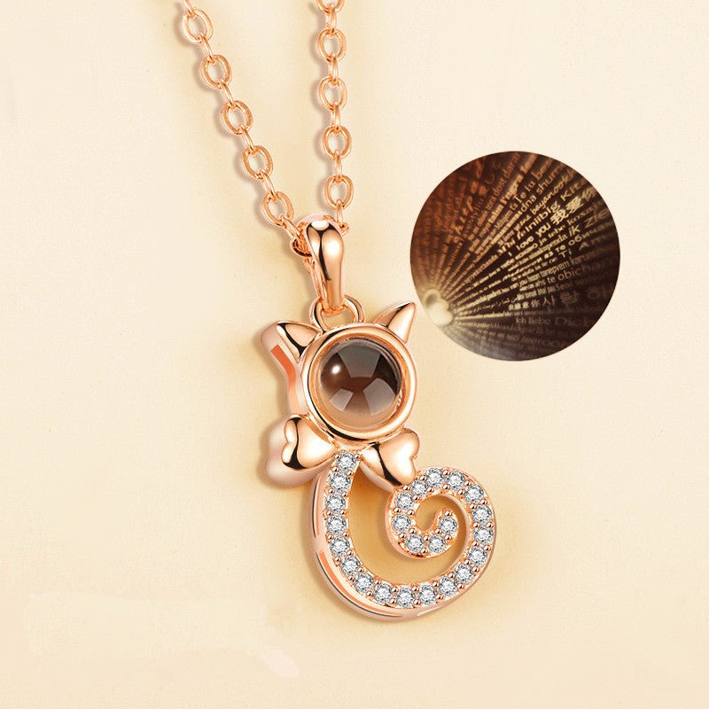 I love you 100 languages love memory projection necklace - StyleSanity