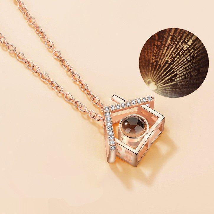I love you 100 languages love memory projection necklace - StyleSanity