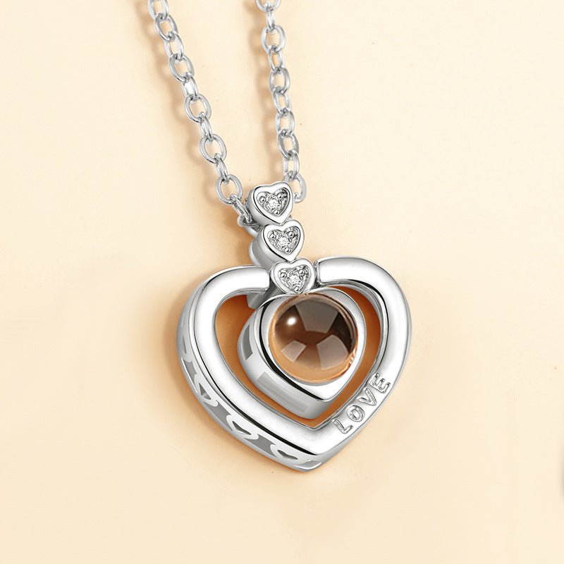 I love you 100 languages love memory projection necklace - StyleSanity