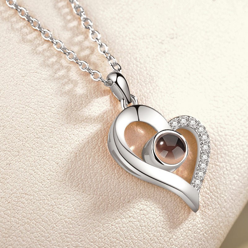 I love you 100 languages love memory projection necklace - StyleSanity