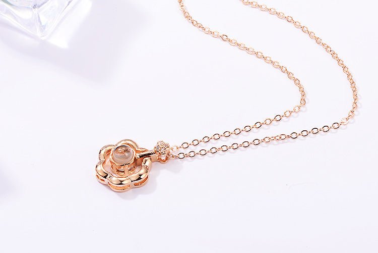 I love you 100 languages love memory projection necklace - StyleSanity