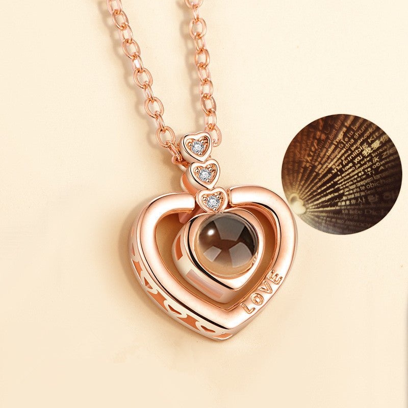I love you 100 languages love memory projection necklace - StyleSanity