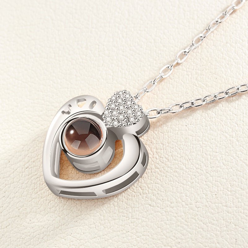 I love you 100 languages love memory projection necklace - StyleSanity