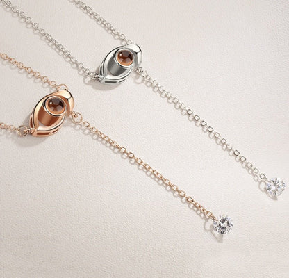 I love you 100 languages love memory projection necklace - StyleSanity