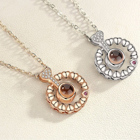 I love you 100 languages love memory projection necklace - StyleSanity