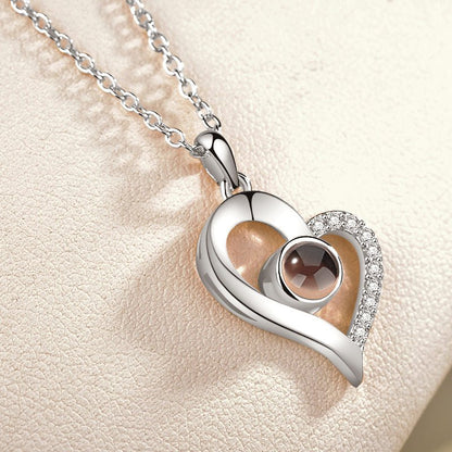 I love you 100 languages love memory projection necklace - StyleSanity