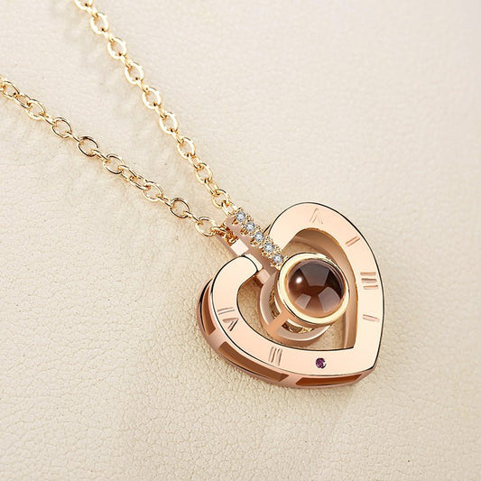 I love you 100 languages love memory projection necklace - StyleSanity